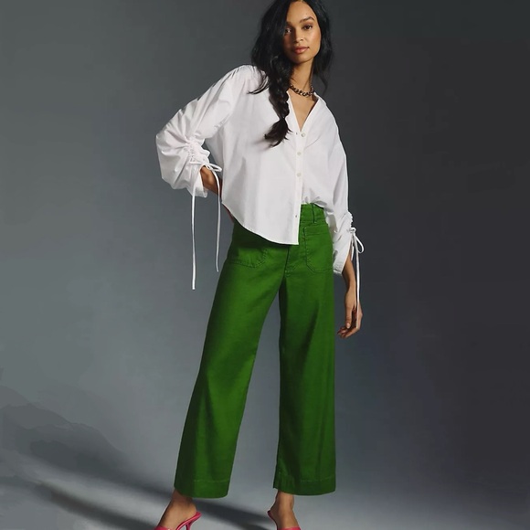 Anthropologie The Colette Cropped Wide-Leg Pants Linen Edition - Picture 5 of 5